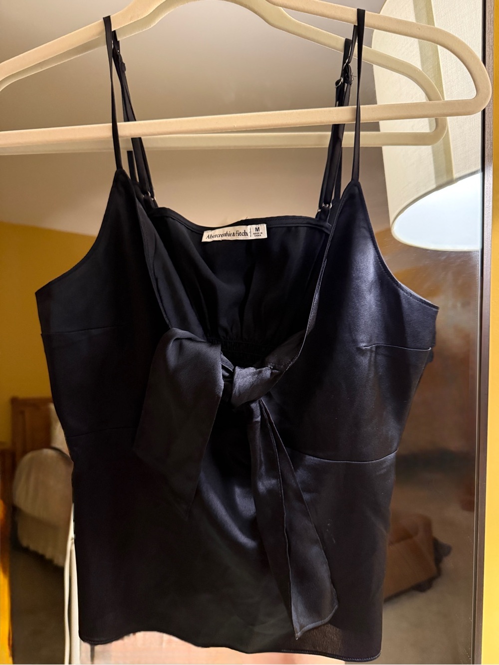 Abercrombie & Fitch Black Satin Tie-Front Cami